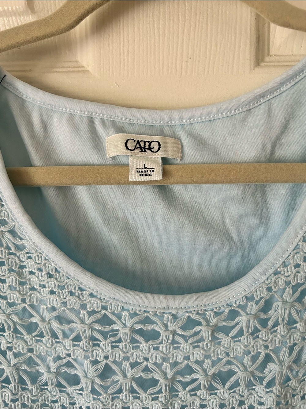 Cato Light Blue Crochet Lace Midi Dress Sleeveless A-Line - Size Large - Picture 6 of 11